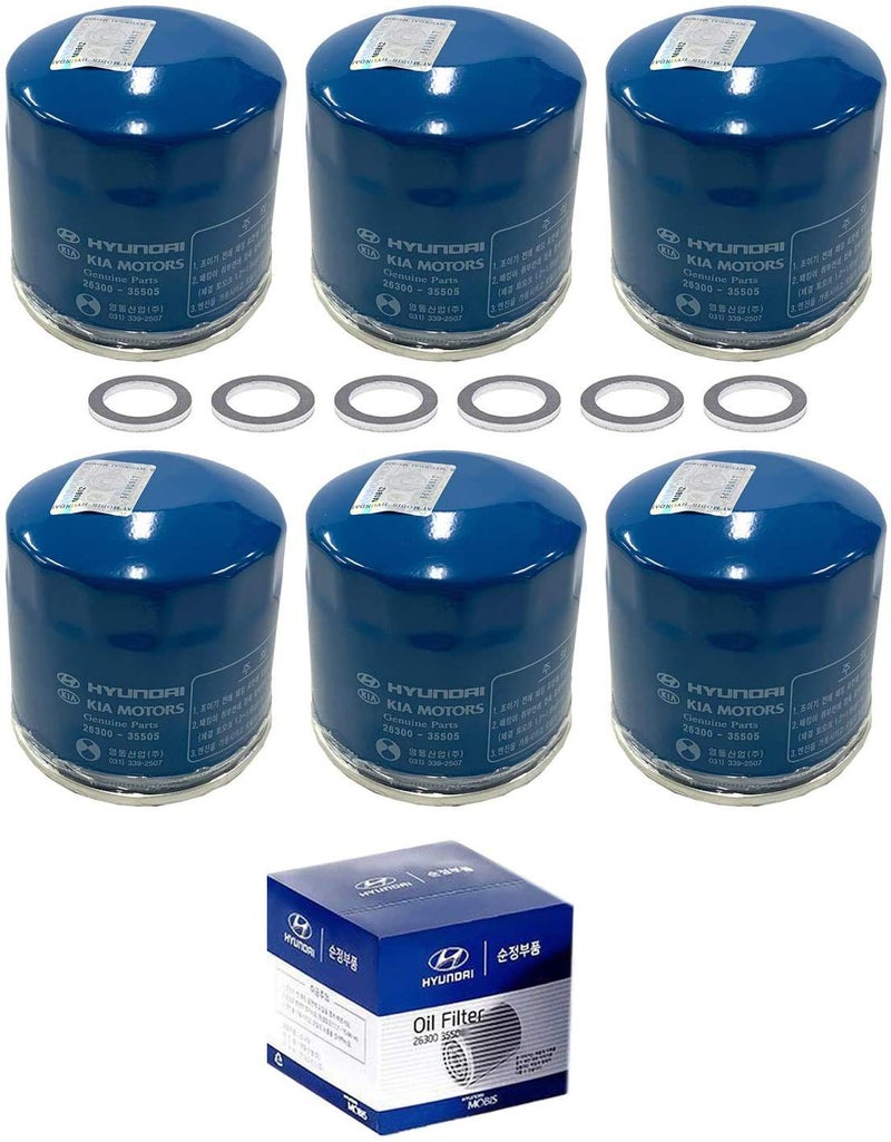HYUNDAI Genuine OEM Hyundai & Kia Oil Filter 26300-35505 (New Version of 35504) (6 pack) - Image 1